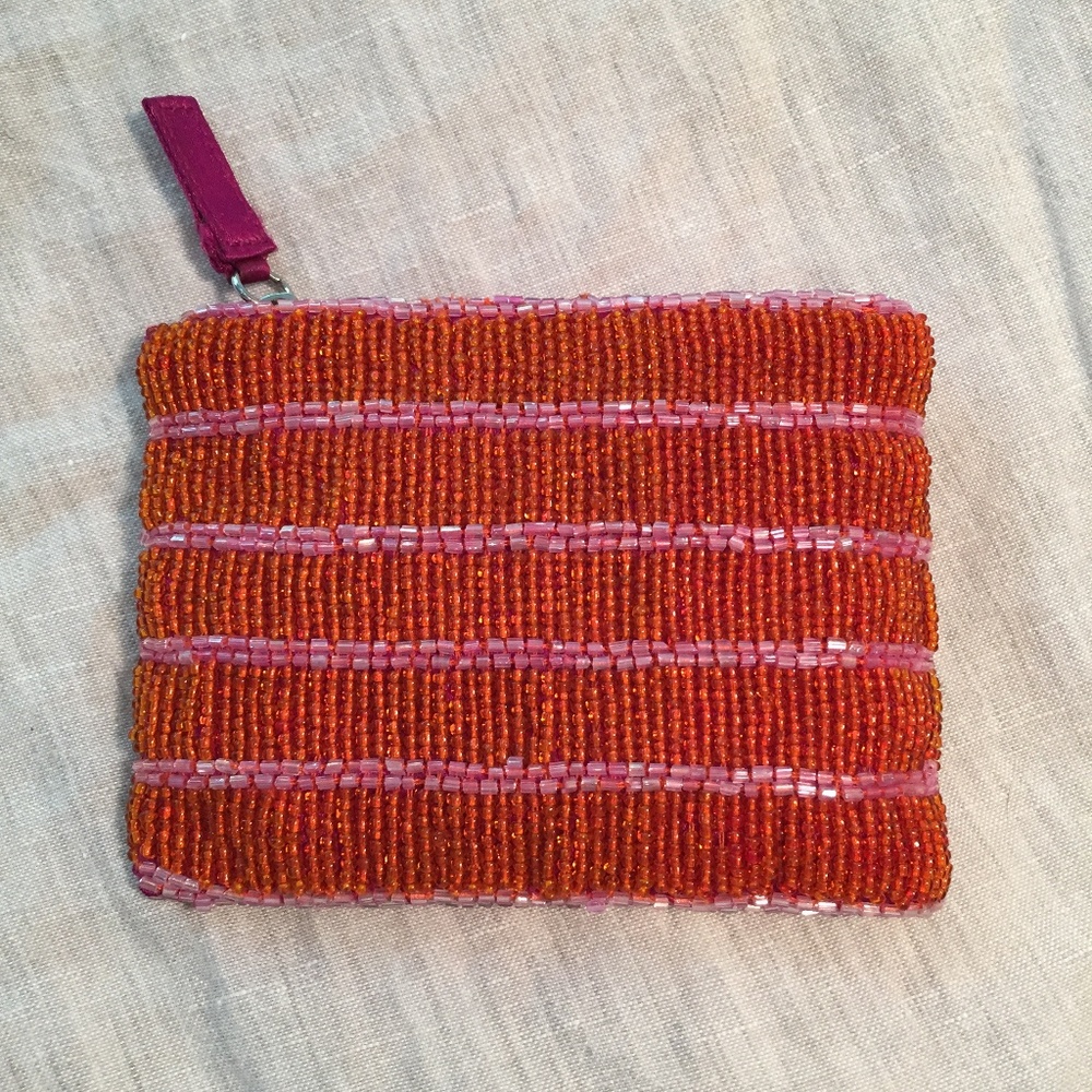 beaded coin purse, satin lined and satin pull